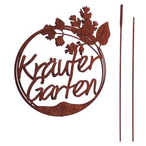 UNUS Gartenstecker Rost Gartenschild Kräutergarten Gartendeko Edelrost Metall