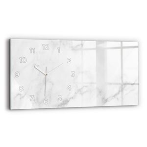 Wallfluent Wanduhr – Stilles Quarzuhrwerk - Uhr Dekoration Wohnzimmer Schlafzimmer Küche - Zifferblatt - weiße Zeiger - 60x30 cm - Marmor
