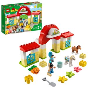 LEGO 10951 DUPLO Pferdestall und Ponypflege Spielzeug für Kleinkinder ab 2 Jahren, Bauernhof, Spielset mit Figuren: Pferd und Reiter