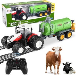 Fernbedienung Traktor,Ferngesteuertes Traktorspielzeug,RC-Traktorset für Kinder,Metallautokopf/8 Räder/Licht