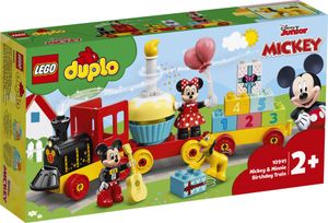 LEGO 10941 DUPLO Disney Mickys und Minnies Geburtstagszug, Zug-Spielzeug mit Kuchen und Ballons, inkl. Micky und Minnie Maus-Figuren, Geschenk für Kleinkinder, Mädchen und Jungen ab 2 Jahren