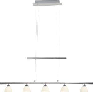 Brilliant Tonja LED Pendelleuchte, 5-fach 26W Warmweiß Chrom Weiß G70573/15