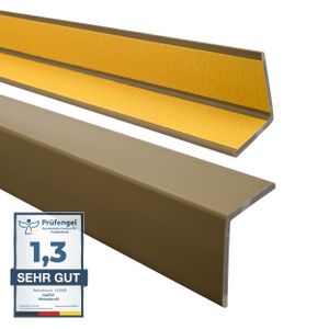 QUEST Samolepiaci mäkký ochranný uhlový profil z PVC 40x40mm, 1.1m, ochrana hrán, mosadz