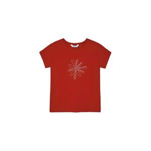 174 Mayoral T-shirt Tshirt Shirt Mädchen Kinder rot mit Glitzer Blume Größe 104 NEU