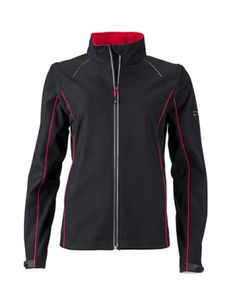Damen Zip-Off Softshell Jacket - Farbe: Black/Red - Größe: XXL