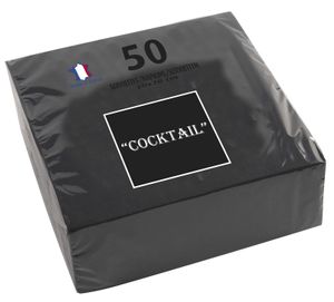 PROnappe Cocktail-Servietten 200 x 200 mm schwarz 50 Stück