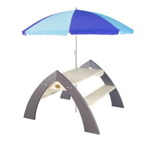 AXI Kylo XL Picknicktisch für Kinder aus Holz | Kindertisch mit Sonnenschirm für den Garten in Grau & Weiß