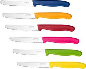 LAZAHOME 6er Tafelmesser Set Wellenschliff Edelstahl, Bunt