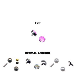 Dermal Anchor Aufsatz Hautanker Top Piercing Kugel, Kristall, Halbkugel, Perle, Farbe:Pink, Größe:5 mm, Modellvariante:Modell 5