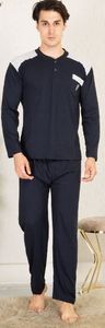 Herren Pyjama Schlafanzug Baumwolle M Lang 2-Teiler Set Marineblau L R-89 Herren Pyjama Schlafanzug Baumwolle M Lang 2-Teiler Set Marineblau L R-89