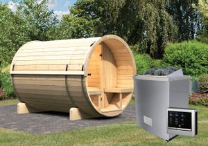 Karibu Sauna 42 mm Fasssauna 2, Ofen 9 kW externe Steuerung easy
