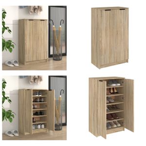 vidaXL Schuhschrank Sonoma Eiche 59x35x100 cm Holzwerkstoff - Schuhschrank - Schuhschränke - Schuhaufbewahrung - Schuhorganizer