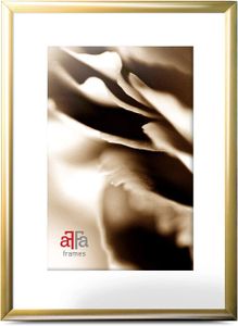 aFFa frames, Alu, Aluminium Bilderrahmen, pflegeleicht, rechteckig, mit Acrylglasfront, goldglänzend, 70x100 cm