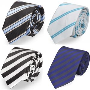 Fabio Farini - elegante gestreifte Krawatte für Hochzeit, Konfirmation, Ball in 6 cm oder 8 cm zur Auswahl, Breite:8cm, Farbe:Blau Grau Schwarz Weiß