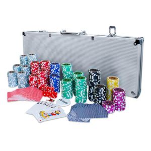 EAXUS® Deluxe Pokerkoffer - ♣️ Hochwertiges Profi Pokerset mit 500 Laser Chips, Kartendecks & Würfeln