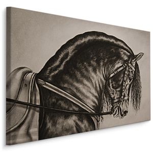 Fabelhafte Canvas LEINWAND BILDER 100x70 cm XXL Kunstdruck Tier Pferd Skizziert Sattel