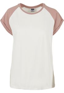 Urban Classics Damen T-Shirt Ladies Contrast Raglan Tee Whitesand/Duskrose-3XL