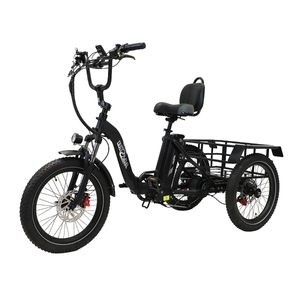 20" *3.0 Elektro-Trike, 250 W + abnehmbarer 48 V/13 Ah Akku, mit hinterem Korb und Frontlicht, schwarz