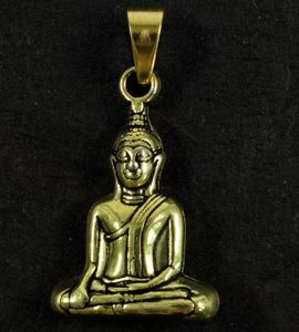Buddha Kettenanhänger aus Messing - Gold, 3,5*2*1 cm, Kettenanhänger, Amulette, Modeschmuck
