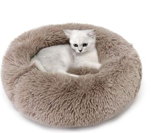 Katzenbett, Plüsch Weich Runden Katze Schlafen Bett/Klein Hund Bett/Haustierbett/katzenbettchen/Betten für Katzen Braun