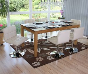 sada 6 jedálenských stoličiek Kavala Faux Leather Chrome ~ cream