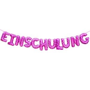 Oblique Unique Einschulung Folien Luftballon Girlande für Schuleinführung Schulanfang Pink Herz