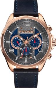 Police Herren Armbanduhr Lederarmband blau PL15658JSR.03 Police Herren Armbanduhr Lederarmband blau PL15658JSR.03