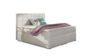 MOB, Manželská postel Boxspring 180 cm - Abbie (bílá) (s matracemi)