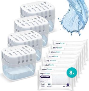 Aquafloow 4x Dehumidifiers + 8x Granulat im 280g Nachfüll-Beute, Luftentfeuchter Nachfüllbeutel, Nachfüll-Packs | Verhindert Schimmel Aquafloow 4x Dehumidifiers + 8x Granulat im 280g Nachfüll-Beute, Luftentfeuchter Nachfüllbeutel, Nachfüll-Packs | Verhindert Schimmel