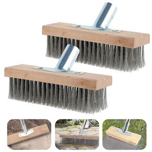 Drahtbesen, 2 Stück Drahtbesen Bürste, 30 cm Drahtbesen, Robuster Drahtbesen zur Moosentfernung, mit Stahlborsten, Für die Hofreinigung im Freien