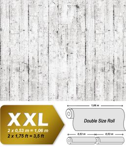 Holz Vliesvliestapete EDEM 81108BR05 heißgeprägte Vliesvliestapete leicht strukturiert im Shabby Chic Stil matt weiß grau braun 10,65 m2
