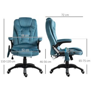 Vinsetto Massagesessel Chefsessel mit Massagefunktion höhenverstellbarer Drehstuhl ergonomischer Gamingstuhl Bürostuhl massage Blau 68 x 72 x 110-120 cm