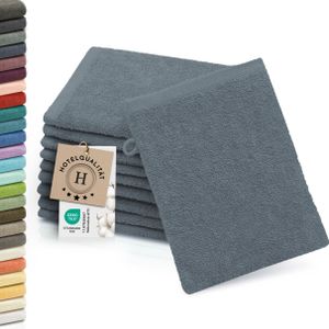 10er Set Waschlappen aus Baumwolle, 16x21 cm, grau 10er Set Waschlappen aus Baumwolle, 16x21 cm, grau