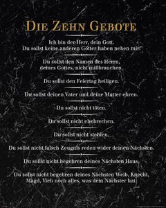 Die 10 Gebote - Schwarz - Inspirations Mini Poster Plakat Druck - Größe 40x50 cm