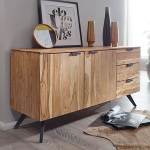 FineBuy Sideboard Massiv Kommodenschrank 145 cm Anrichte Kommode Schrank Holz