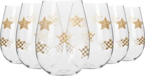KROSNO Star Weißweingläser ohne Stiel mit goldenem Stern, 6er-Set, 500 ml