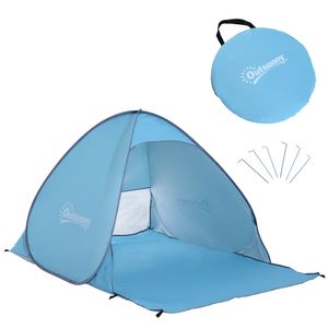 Outsunny Beach Shell Beach Tent Throw Up Tent Pop Up Tent Camping Tent Automatic, Polyester, Blue 150 x 200 x 115 cm