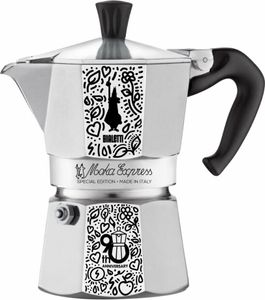 Bialetti Moka Express 90th Anniversary Mokka-Kanne 0,13 l Schwarz, Silber, Weiß