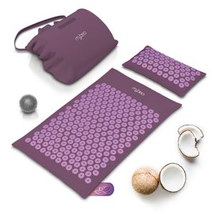 MyBeo Akupressurmatte mit Kissen + Massageball gegen Nacken und Rückenschmerzen, Akupressur Set, 71 x 44cm, Rosa