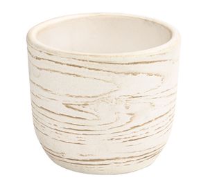Dehner Übertopf Wood, Ø 20 cm, Höhe 16 cm, Keramik, beige