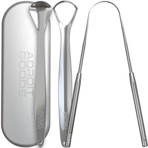 AdroitGoods Zungenschaber-Set für die Mundpflege - 3 Stück - Zungenreiniger - Zungenbürste - Edelstahl