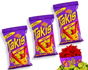 Takis Chips Fuego - (Pack von 3) je 56g - Chips Grosspackung Chips scharf Chips Box