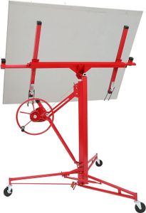 FCH Plattenheber bis max. 68 kg Trockenbau Montagehilfe 1-Mann-Bedienung, 3 Räder mit Feststellbremse, rot