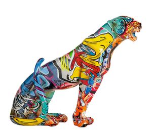 Casablanca Deko Gepard sitzend Skulptur Urban Street Art 28,5 cm bunt Raubkatze Figur