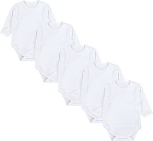 TupTam Baby Unisex Langarm Wickelbody Print / Uni 5er Pack, Farbe: Weiß, Größe: 74