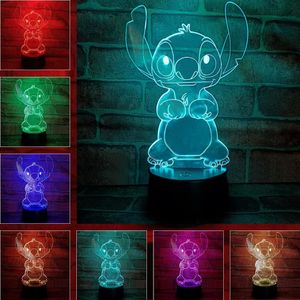 Nachtlicht ,3D LED Illusion Lampe 16 Farben Stitch Licht USB Smart Touch Fernbedienung Tischlampe Stitch Geschenk