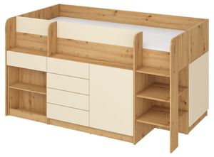 Postel s psacím stolem Smile R (pravá) Dětský nábytek Ložnicové sestavy Loftová postel Patrová postel Artisan Dub / Krémová