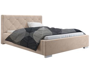 GRAINGOLD Schlafzimmerbett Glamour 120x200 cm More - Doppelbett mit Lattenrost und Bettkasten - Beige