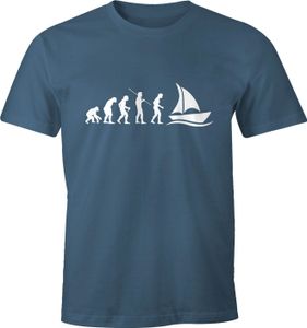 Herren T-Shirt Segel-Boot Evolution Fun-Shirt Moonworks® denim M