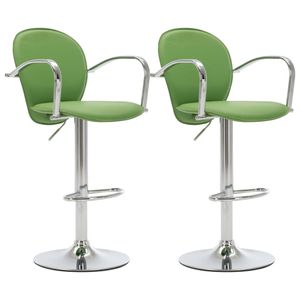 vidaXL Barová židle s područkou 2 ks. Zelená Imitace kůže